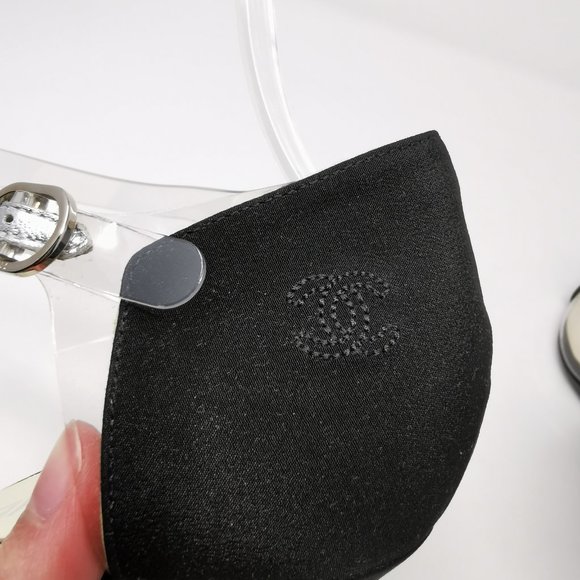 CHANEL Black Crepe Transparent PVC Pumps Heels - Picture 8 of 11